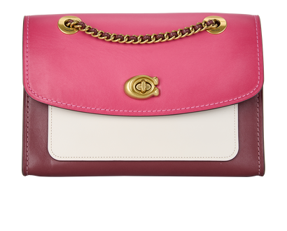 Parker Shoulder Bag, £225, Handbags, Burgundy/Pink/White, Leather, Front view
